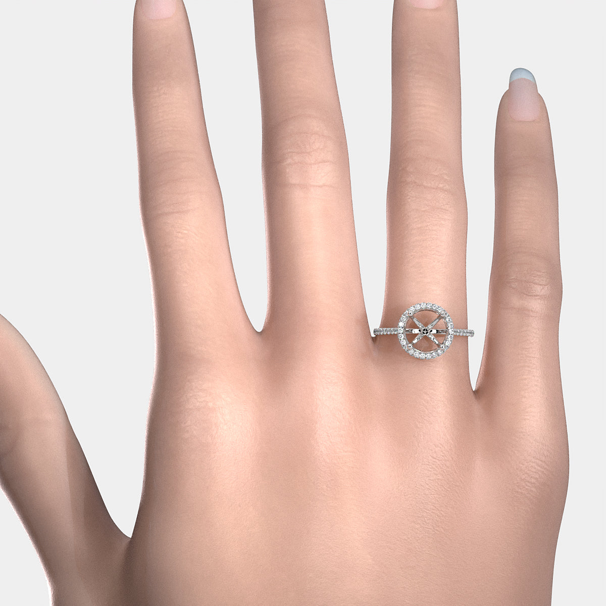 Double Halo Semi Mount Lab Grown Diamond Engagement Ring 0.53 Ct.